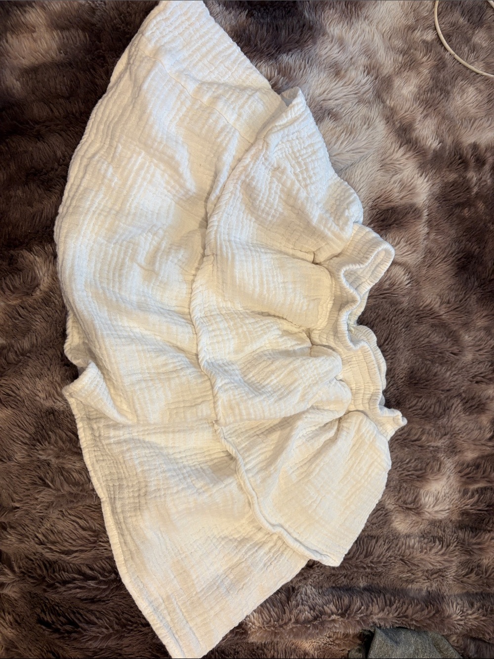 Francesca's Collections White Tiered Gauze Skater Skirt with shorts inside